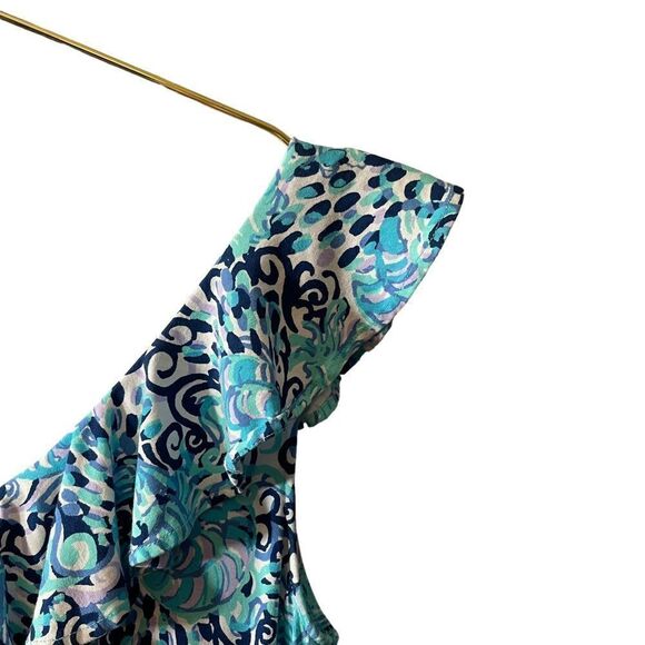 Lilly Pulitzer Alessa Romper Light Aqua Spritz Ruffle Neckline Sleeveless XS - Picture 9 of 11